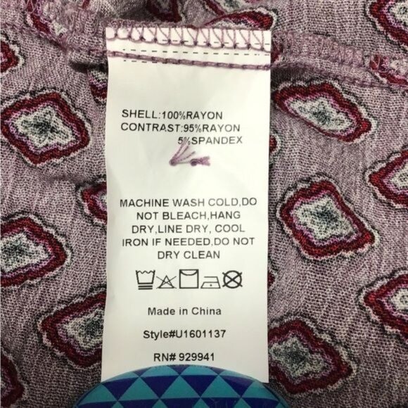 Weekend Suzanne Betro Women’s 3/4 Sleeve Floral Tunic, Purple, size XL - Picture 6 of 6